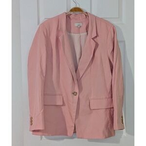 LOFT Women's Blazer Size 16 Pink Button Front‎ Career Office Ladies Coat